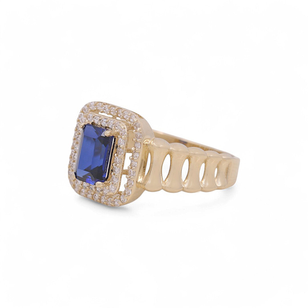 10K Yellow Gold Fashion Women's Ring with Blue Stone / Size: 7 / Weight: 2.4 GR / DPWR0FS-1