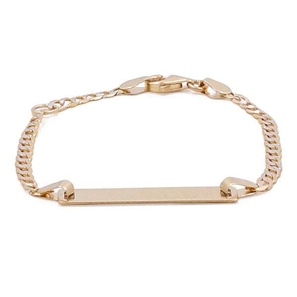 14k Yellow Gold BB Bracelet Flat Curb DC/ Size 3.5mm x 5"/ Weight 4 GR / ISBB4-1