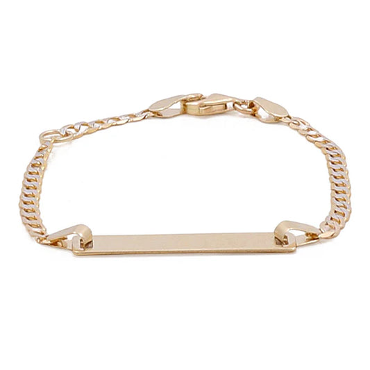 14k Yellow Gold BB Bracelet Flat Curb DC/ Size 3.5mm x 5"/ Weight 4 GR / ISBB4-1