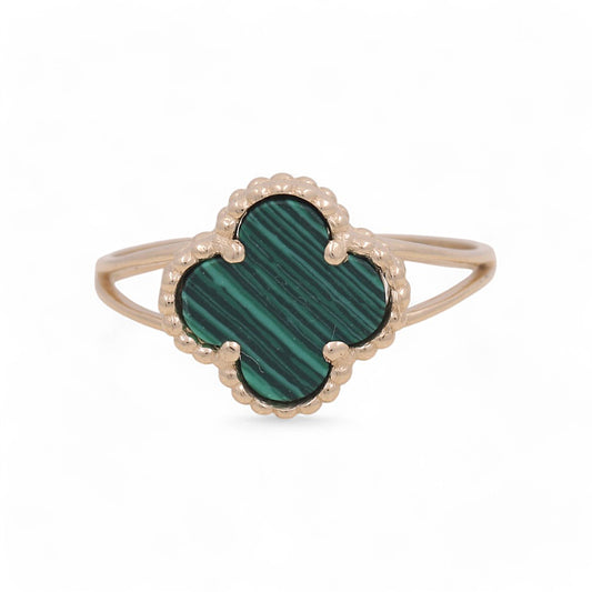 14K Yellow Gold Women’s Green Clover Ring / Size: 7.5 / Weight: 2.2 GR / BOWR4CLV-12