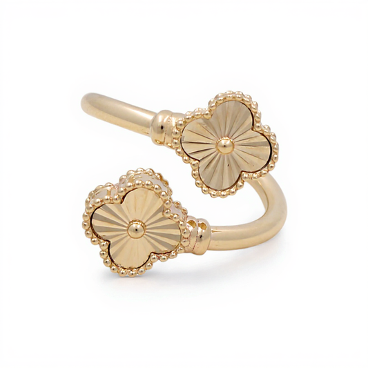 10K Yellow Gold Two Small Clovers Women's Ring / Size: 8 / Weight: 2.3GR / CQWR0CLV