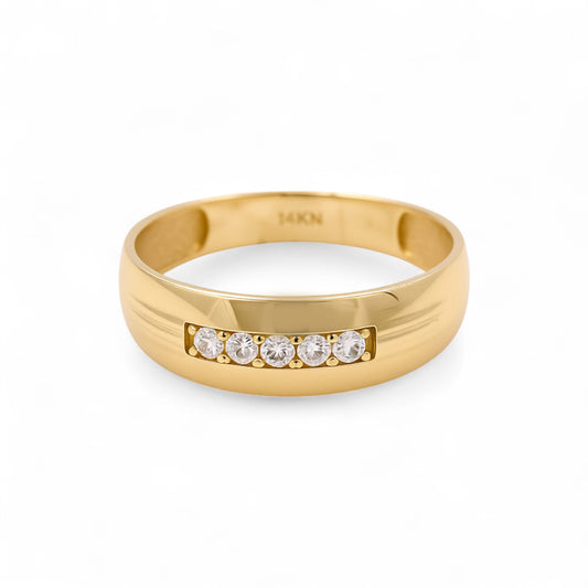 14K Yellow Gold Men’s Wedding Band / Stone: Cz / Size: 10.5 / Weight: 2.4 GR / DEEMWB4BS-8
