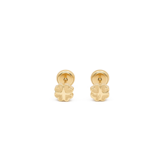 14K Yellow Gold Fashion Clover Stud Earrings / 6-824201PF