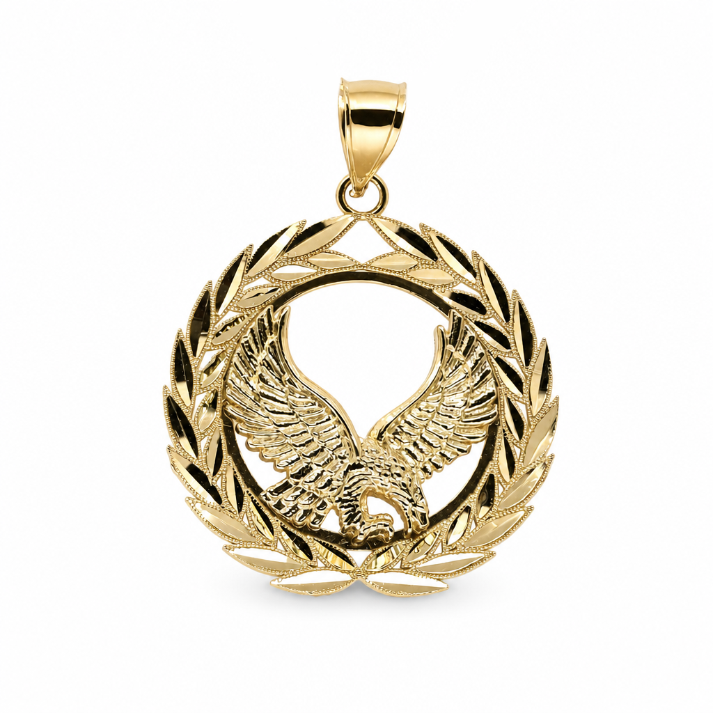 14K Yellow Gold Medal Eagle Pendant / Size: 26MM / Weight: 4.1 GR / BEEPD4EG
