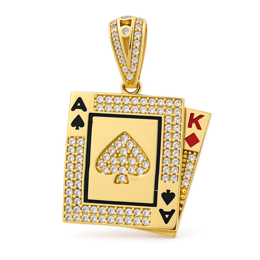 14K Yellow Gold Deck of Cards Pendant with Cz / Weight: 5.1 GR / COPD4DK