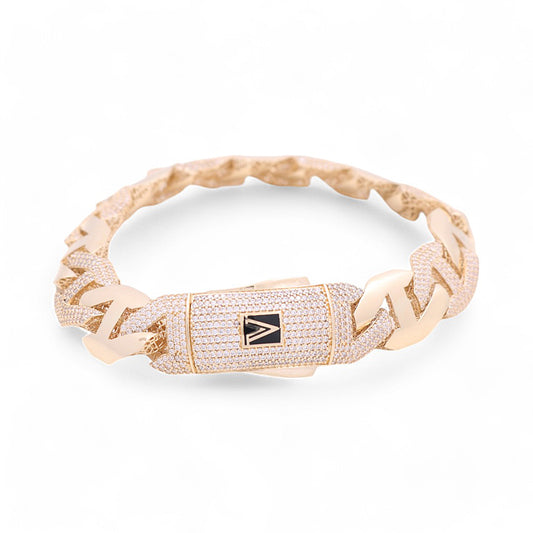14K Yellow Gold Fashion Men's Bracelet / Stone: CZ / Size: 13.5mm 8" / Weight: 33 GR / 711-55135
