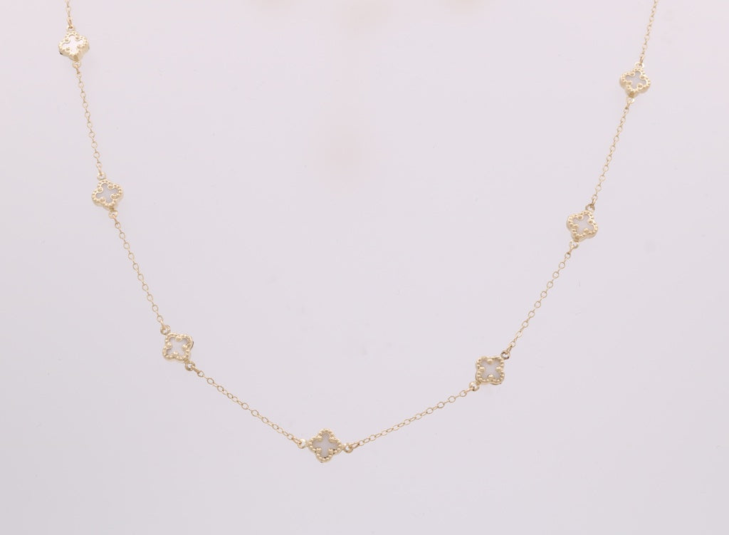 Collares de oro BONK4CLV-1 14k B Tamaño 18" Peso 7,6gr Collares de trébol blanco