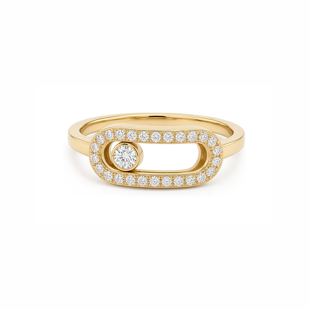 14K Yellow Gold MSK Women's Ring with Cz / Size: 7.75 / Weight: 2.2 GR / P55R-204