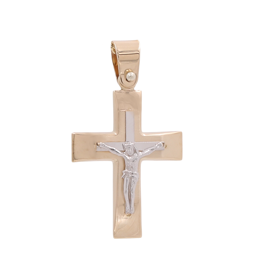 Colgante de cruz de oro de dos tonos de 14 quilates / ISPD4CRS