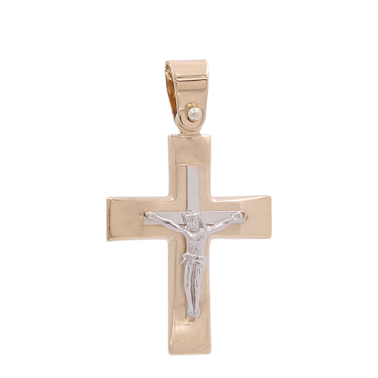 14K Two Tone Gold Cross Pendant / ISPD4CRS