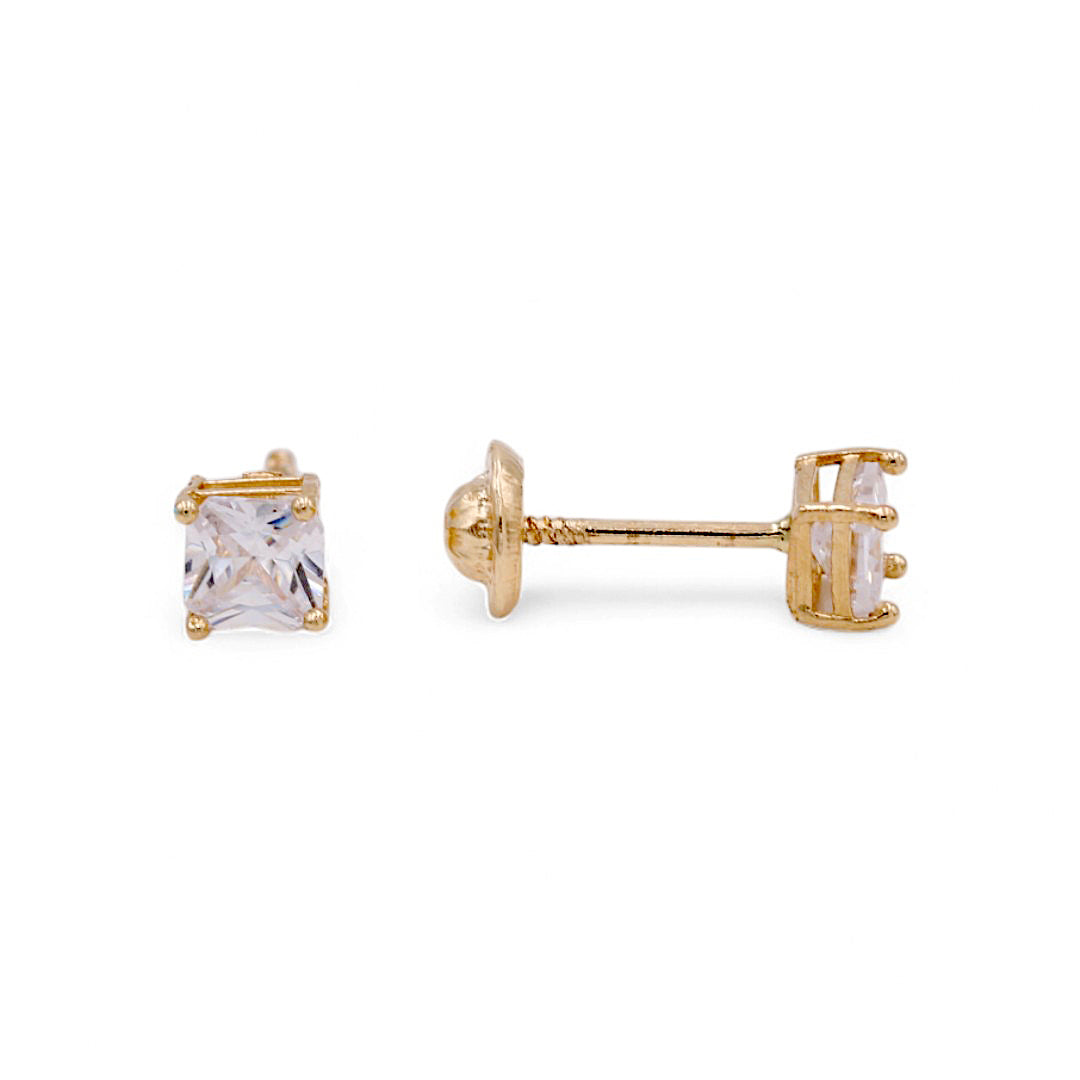 14k Yellow Gold Stud Earrings with Cz / 6-398101PS4