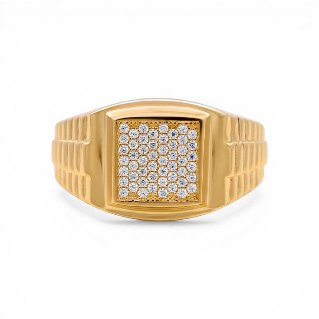 10K Yellow Gold Fashion Men's Ring with CZ/ Size :11 / Weight: 7.2GR