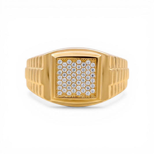10K Yellow Gold Fashion Men's Ring with CZ/ Size :10.5 / Weight: 6.3GR