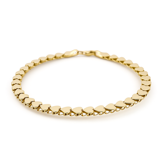 10K Yellow Gold Fancy Hearts Women's Bracelet / Size: 7.5" / Weight: 4.2 GR / P53B-58