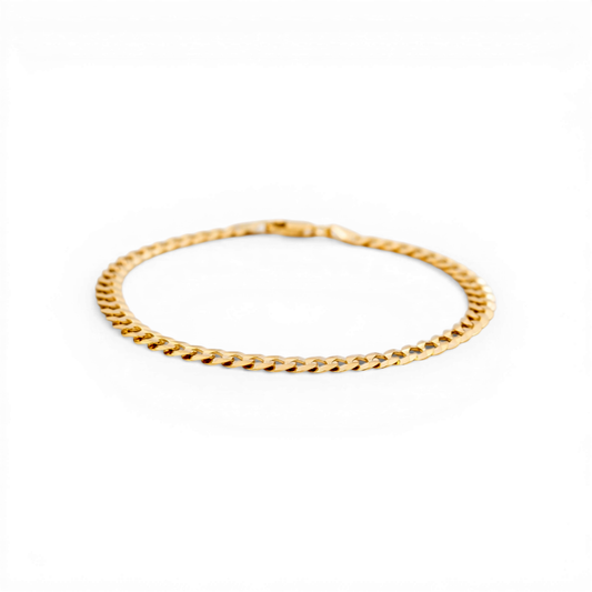 10K Yellow Gold Curb Woman's Bracelet / Size: 4mm 8" / Weight: 3.9 GR / SWB4CB