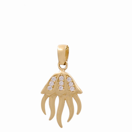 14K Yellow Gold Jellyfish Pendant with Cz / Weight: 0.9 GR / CPPD4FS