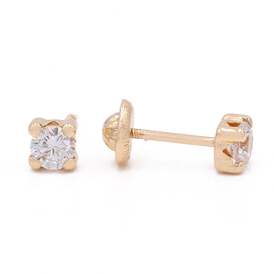 14k Yellow Gold Stud Earrings With Cz / 6-136801PS