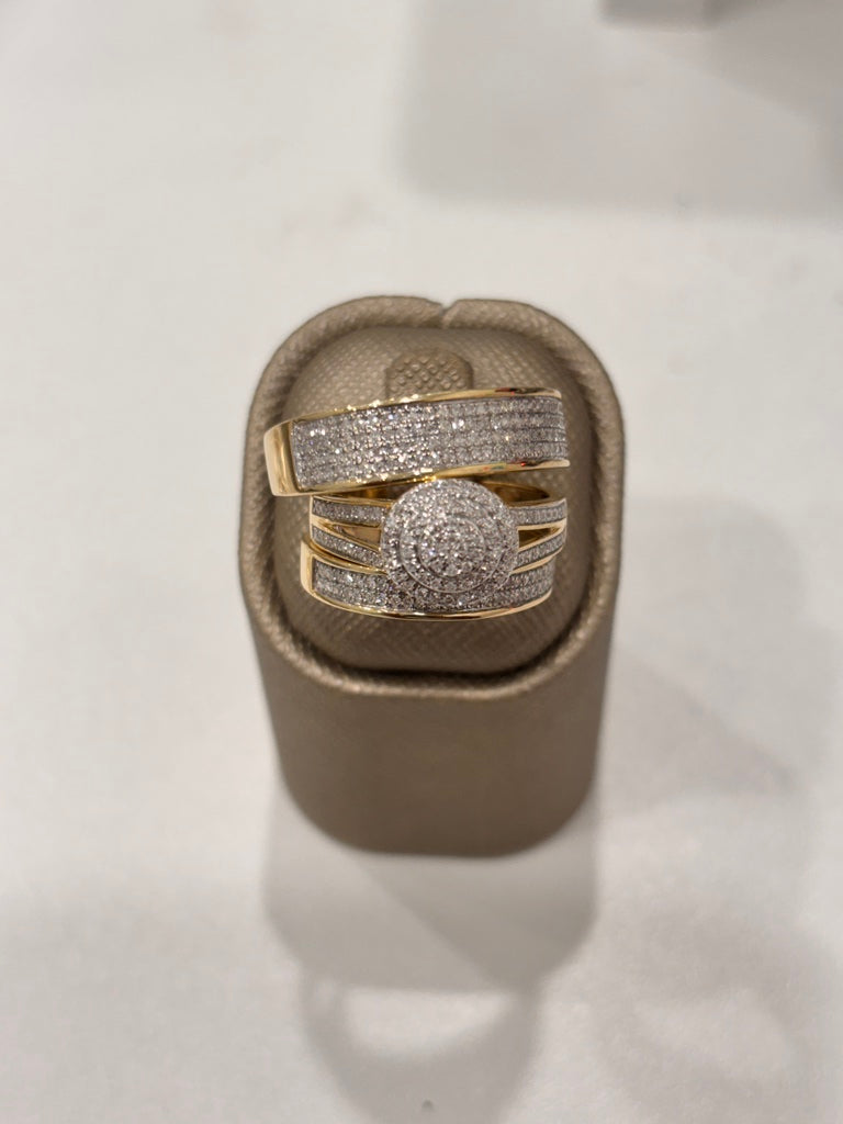 14K Dia Yellow Gold Diamond Trio Set / Size: SZ:7 & SZ:10 /   / 153560