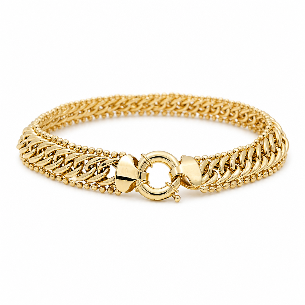 10K Yellow Gold Fashion Women's Bracelet /  Size: 7" / Weight: 7.7 GR / DQWB0FS-8