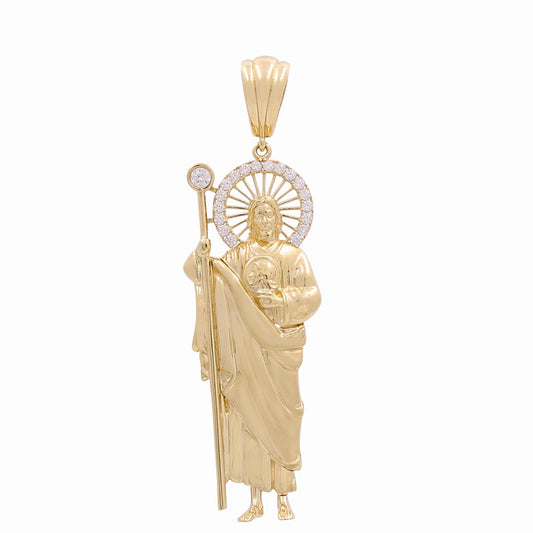10K Yellow Gold San Judas Tadeo Pendant / Stone :Cz / Weight: 2.4gr / DQPD0SJT