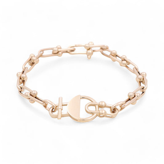 14K Yellow Gold Woman's Fashion TT Bracelet / Size: 7.5" / Weight: 7.8 GR / 711-00074