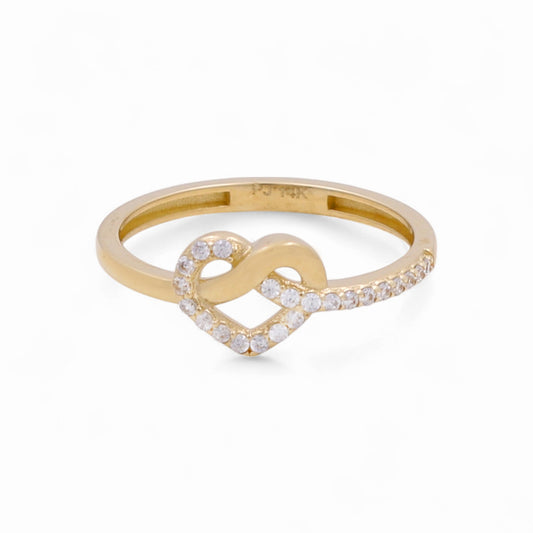 14K Yellow Gold Heart Women's Ring With Cz / Size: 8 / Weight: 1.7 GR / CPWR4HR-1