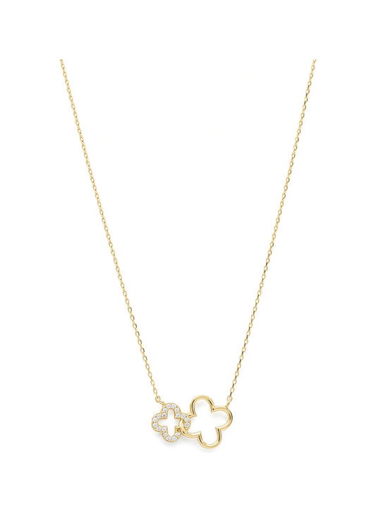 14K Yellow Gold Fashion Clover Women's Necklace with Cz / Size: 18" / Weight: 2.6 GR / P55N-59
