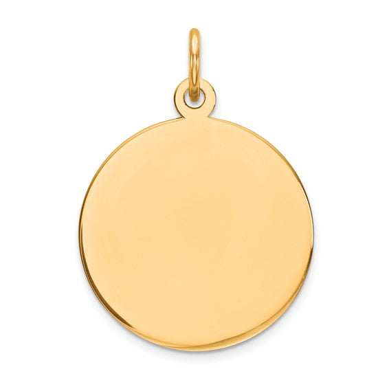 14K Yellow Gold Round Disc Charm / Size: 17x17 / Weight: 0.7gr  / XM538