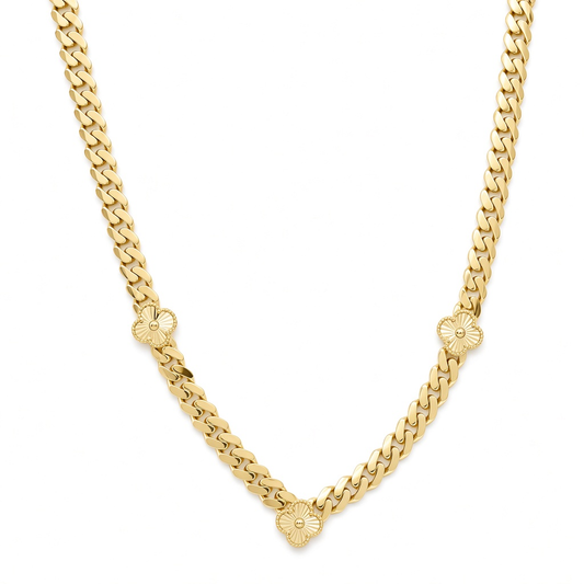 10K Yellow Gold Monaco Necklace with Clover / Size: 18" / Weight: 20.6 GR / DONK0MONCLV