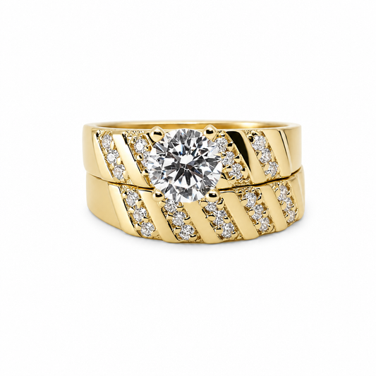 14K Yellow Gold Women’s Bridal Set / Stone: Cz / Size: 7.5 / Weight: 5 GR / KEEWR4BS-45