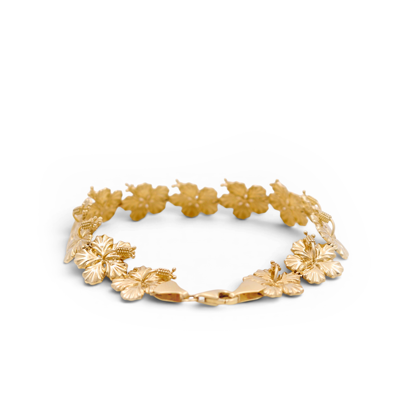 14K Yellow Gold Flower Women's Bracelet  / Size: 7 " / Weight: 8.2 GR