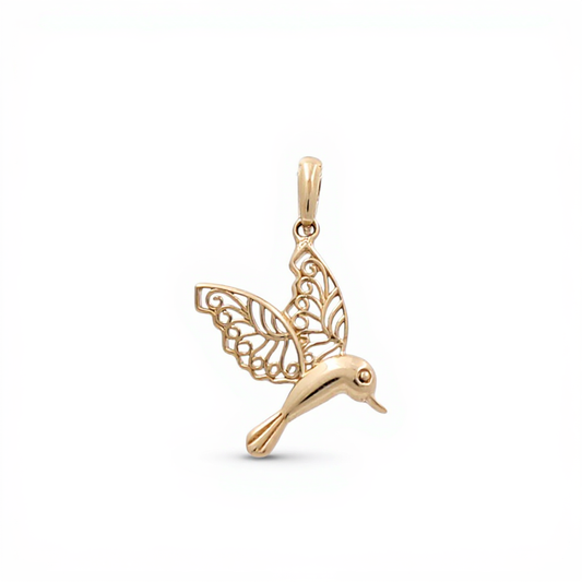 14K Yellow Gold Humming Bird Pendant / Weight: 0.8 GR