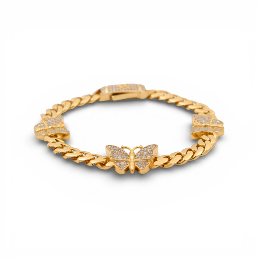 10K Yellow Gold Monaco Women's Bracelet with Butterfly / CZ / Size: 7.5"  5MM / Weight: 8.9 GR/ DOWB0MONBT