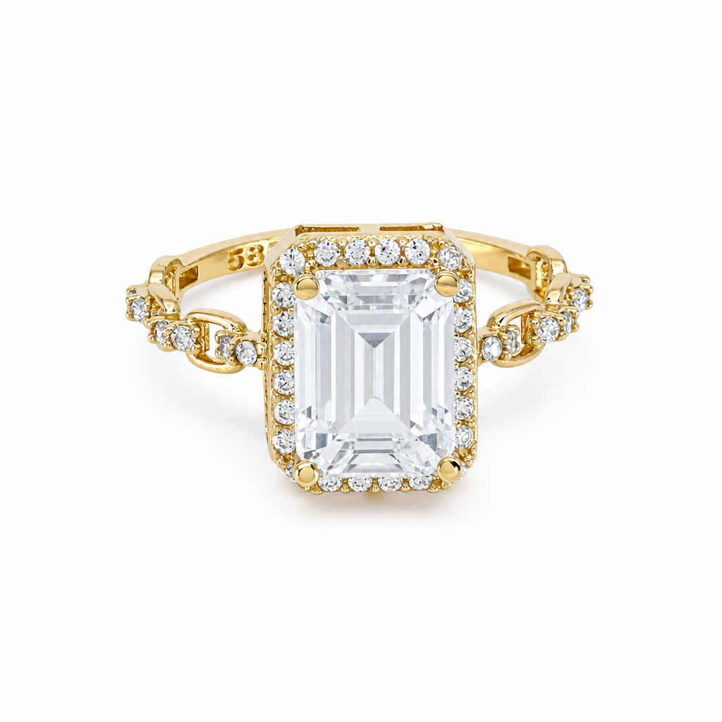 14K Yellow Gold Fashion Women's Ring with White Cz / Size: 7.5 / Weight: 2.8 GR / BCFWR4FS