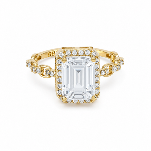14K Yellow Gold Fashion Women's Ring with White Cz / Size: 7.5 / Weight: 2.8 GR / BCFWR4FS