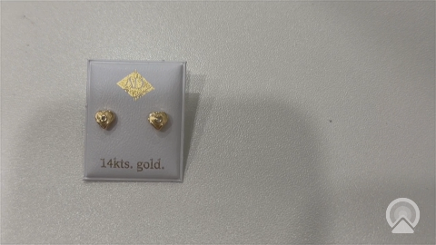 14K Yellow Gold Fashion Heart Stud Earring / Size: Small / 6-820201PSF