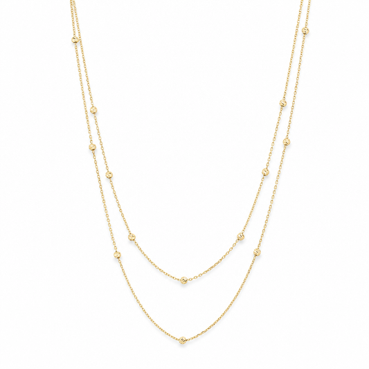 14K Yellow Gold Fashion Double-stranded Chain / Size: 17-18'' / Weight: 3.4 GR / P37N-103