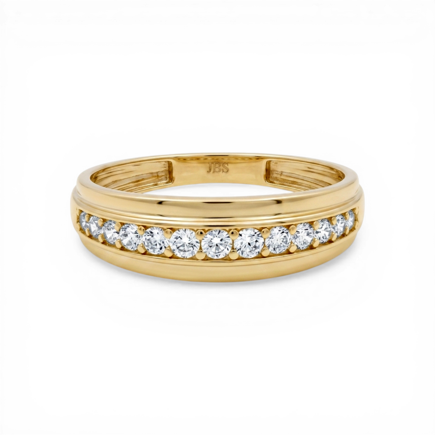 10K Yellow Gold Men’s Wedding Band with Cz / Size: 12 / Weight: 3.6 GR / CLBMWB0BS-5