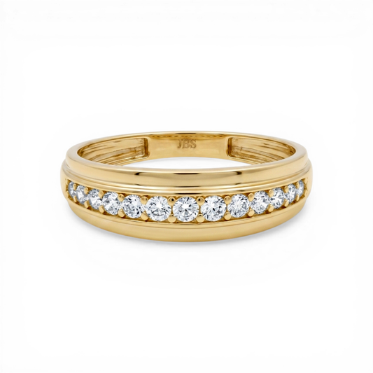 10K Yellow Gold Men’s Wedding Band with Cz / Size: 12 / Weight: 3.6 GR / CLBMWB0BS-5