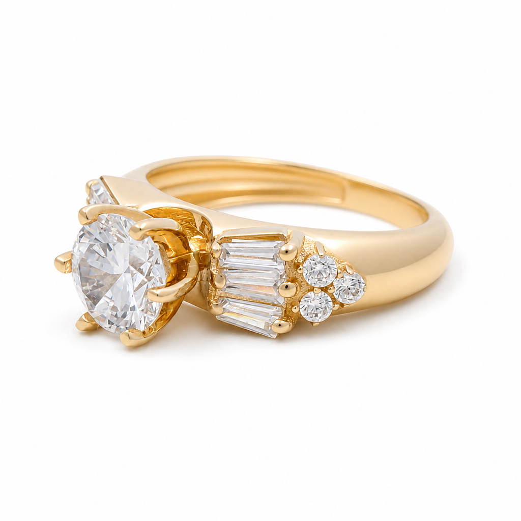 14K Yellow Gold Women's Engagement Ring / Stone: Cz / Size: 8 / Weight: 4.8 GR