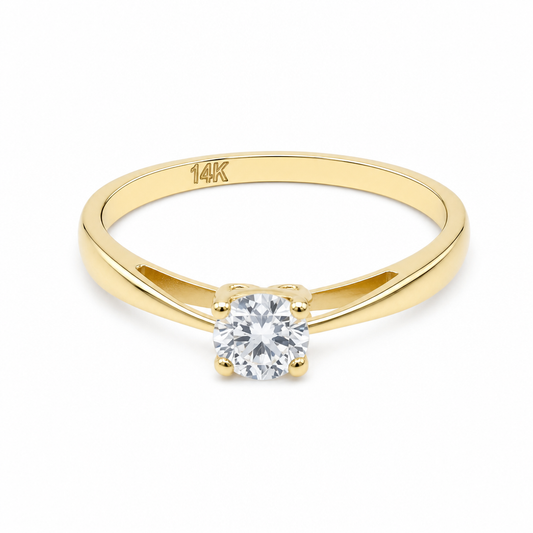 Anillo de compromiso para mujer de oro amarillo 14K / Piedra: Zirconia / Talla: 7.5 / Peso: 2 GR / LLBWR4ER-3