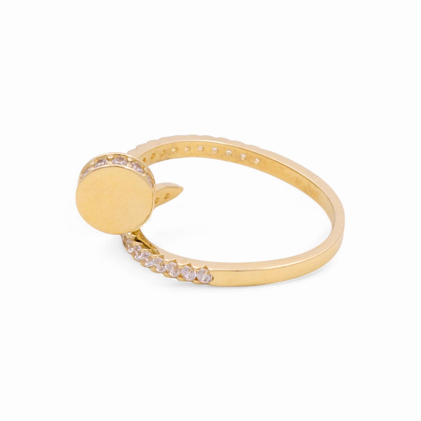 14K Yellow Gold Women's Nail Ring With Cz / Size: 7.5 / Weight: 2.5 GR / CPWR4CT