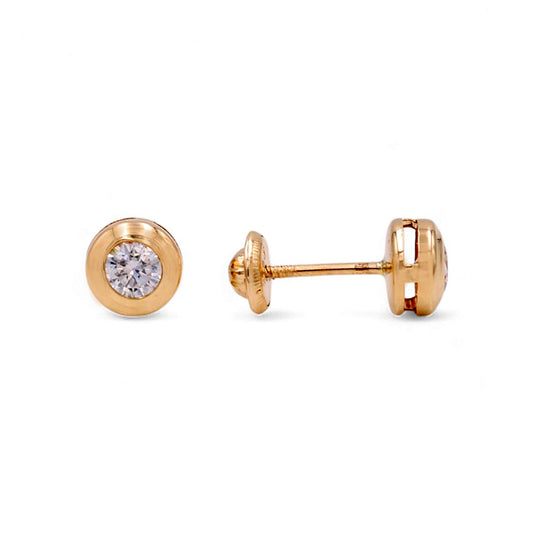 14k Yellow Gold Stud Earrings with Cz / 6-196801PS3.5