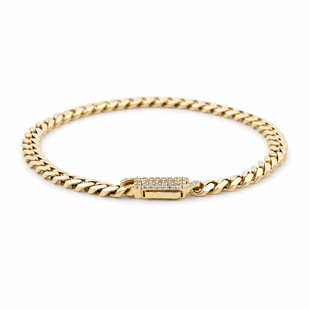10K Yellow Gold Monaco Women's Bracelet with Cz / Size: 6.5” 4MM / Weight: 4.6 GR / DQWB0MON4-6.5