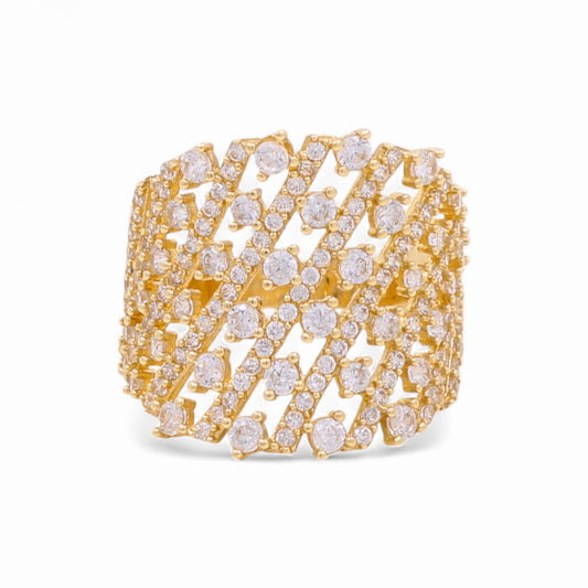 14K Yellow Gold Fashion Women’s Ring with Cz / Size: 7.5 / Weight: 4.2 GR / COWR4FS-161