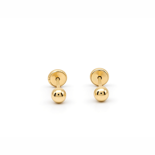 14K Yellow Gold Ball Stud Earrings / 6-B-4