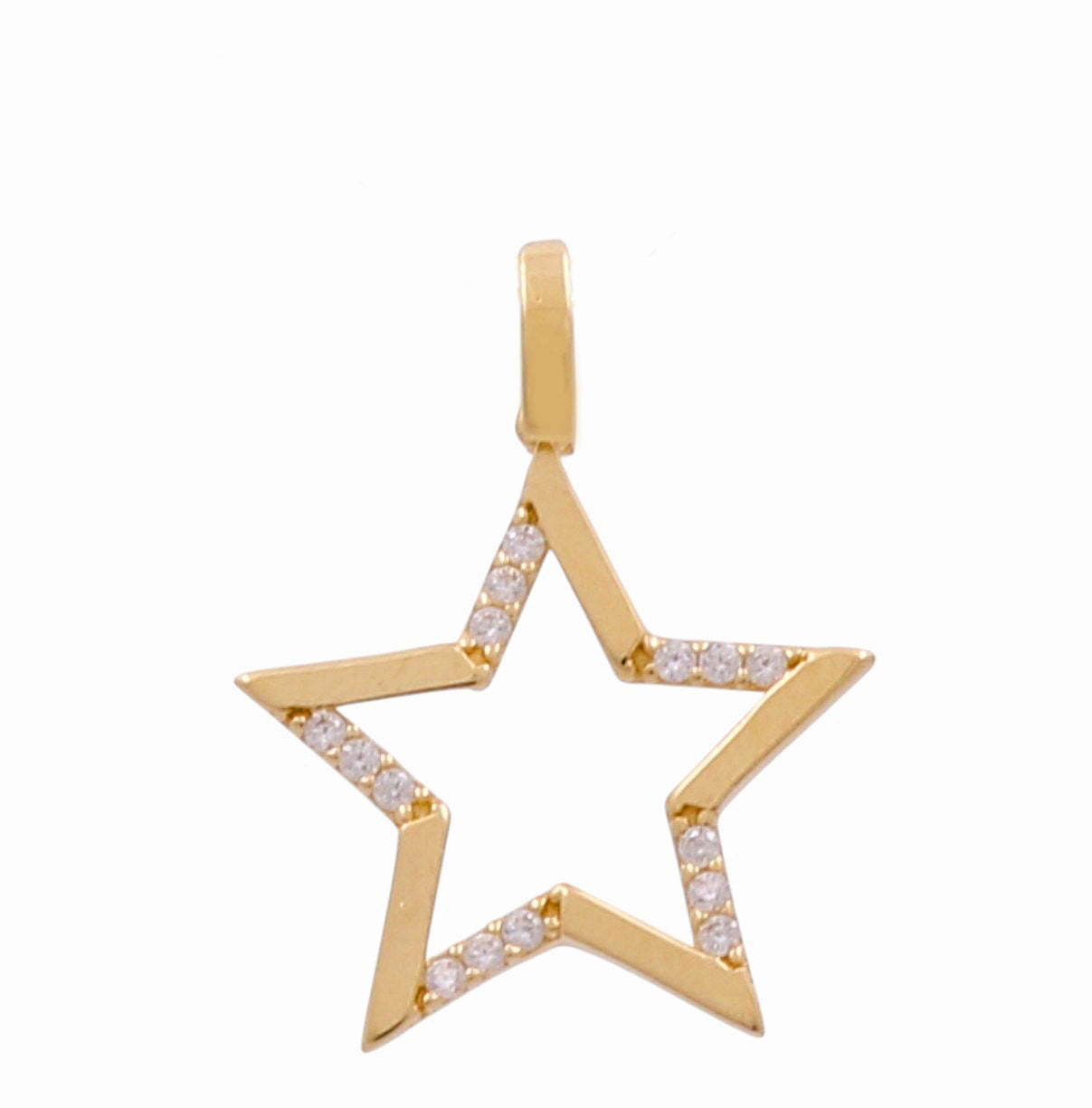 14K Yellow Gold Star Pendant with Cz / Weight: 0.7 GR / DPPD4ST