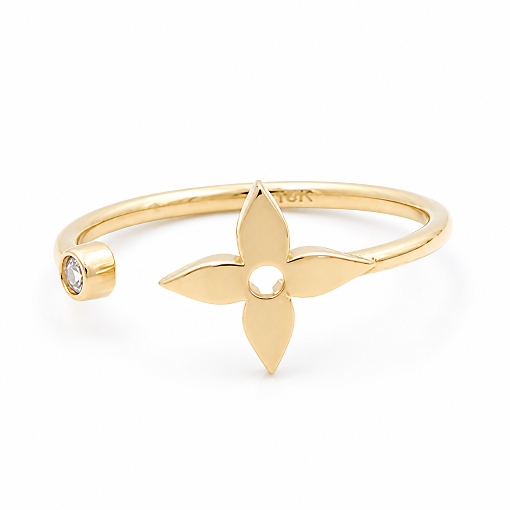 10K  Yellow Gold Fashion Women's Ring with Cz  / Size:8 / Weight: 1.3 GR / DQWR0FSLV
