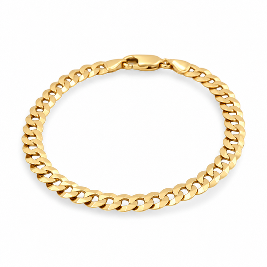 Pulsera curb sólida para hombre de oro amarillo 14K / Medida: 7mm 8" / Peso: 10.4 GR / FCEEMB4CB7-8