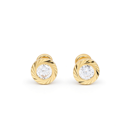 14K Yellow Gold Fashion Stud Earrings with Cz / 6-452401PS5